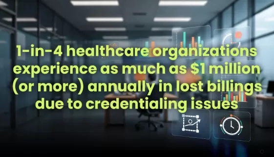 1-in-4 healthcare organizations experience as much as $1 million (or more) annually in lost billings due to credentialing issues