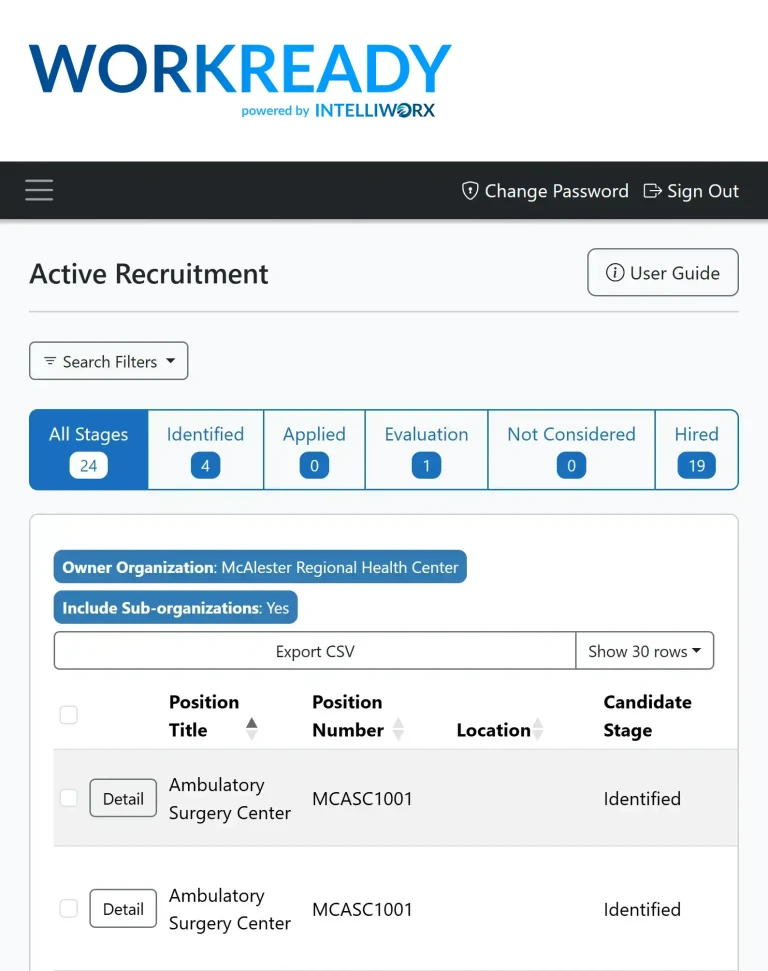 Workready dashboard for healthcare recruiting and credentialing